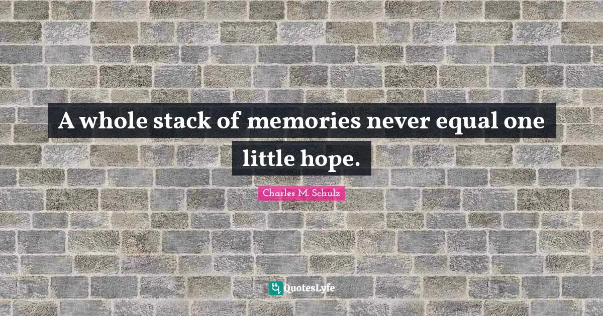 A whole stack of memories never equal one little hope.