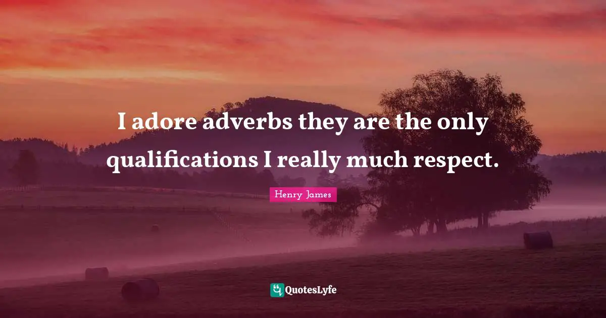 I adore adverbs they are the only qualifications I really much respect.