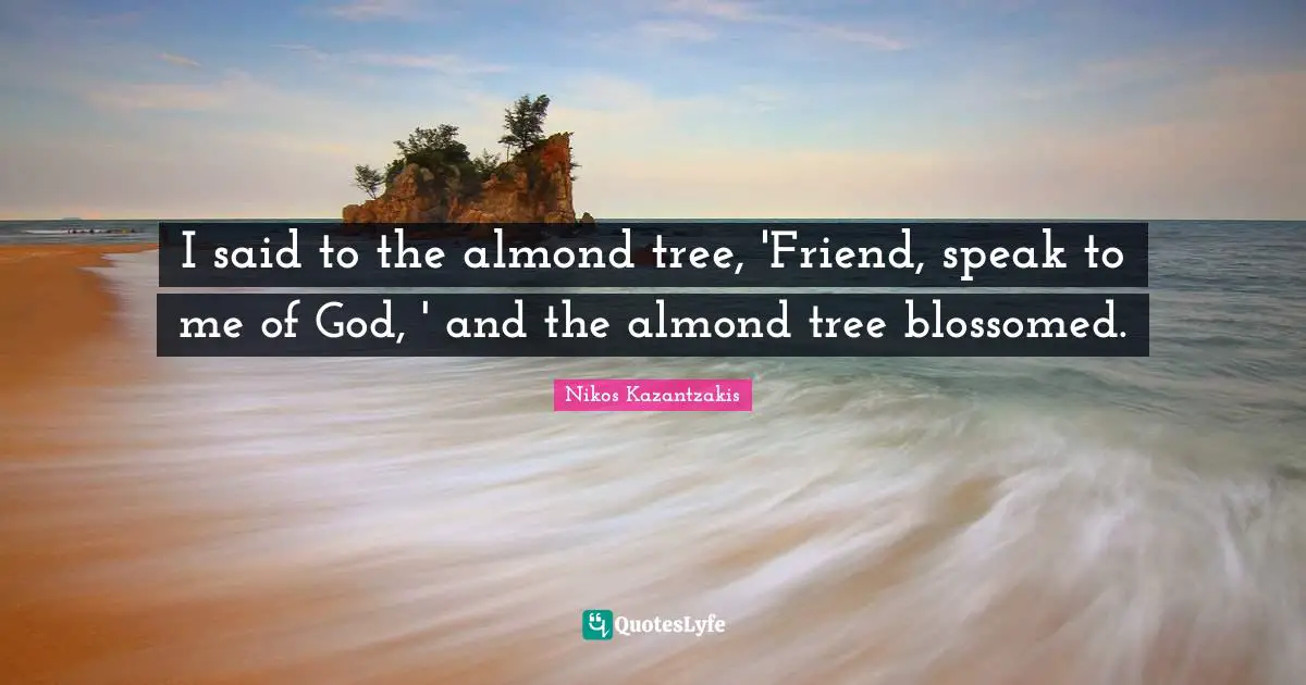 I said to the almond tree, 'Friend, speak to me of God, ' and the almond tree blossomed.
