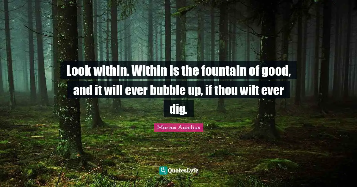 What Is Within Quotes: "Look within. Within is the fountain of good, and it will ever bubble up, if thou wilt ever dig."