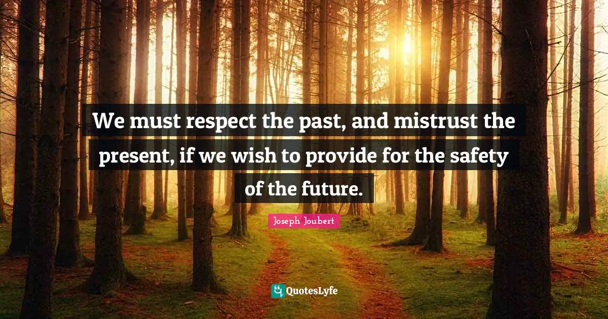 We must respect the past, and mistrust the present, if we wish to provide for the safety of the future.