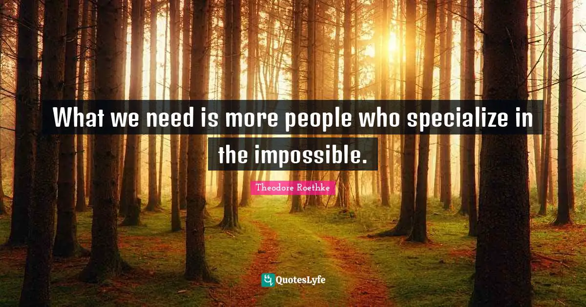 What we need is more people who specialize in the impossible.