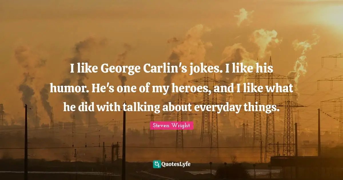 I like George Carlin's jokes. I like his humor. He's one of my heroes, and I like what he did with talking about everyday things.