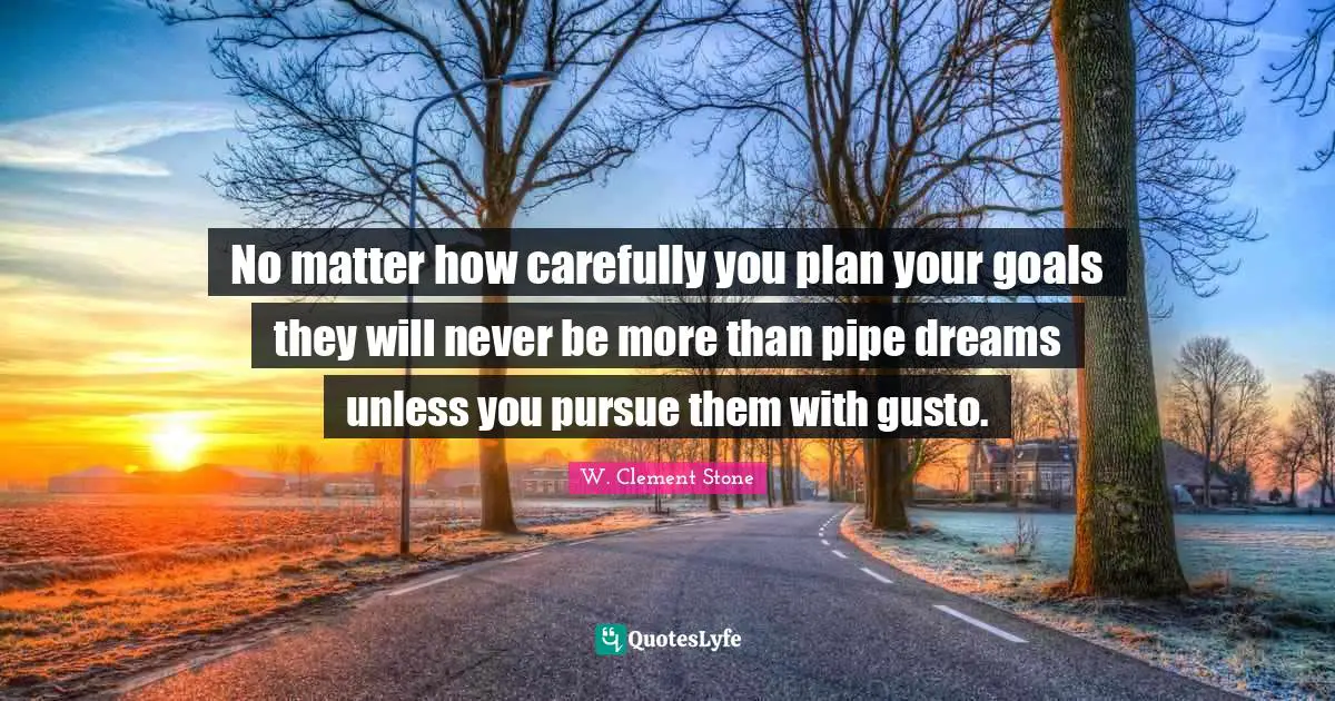 Goals Quotes: "No matter how carefully you plan your goals they will never be more than pipe dreams unless you pursue them with gusto."