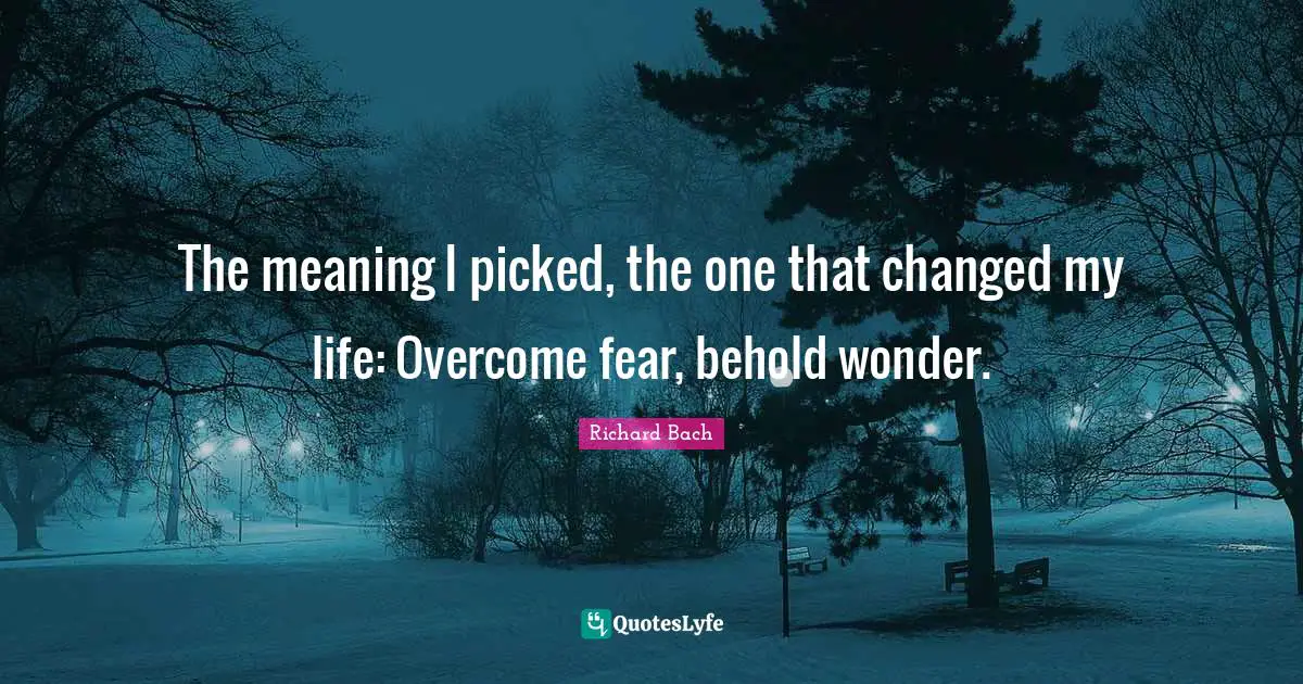 The meaning I picked, the one that changed my life: Overcome fear, behold wonder.