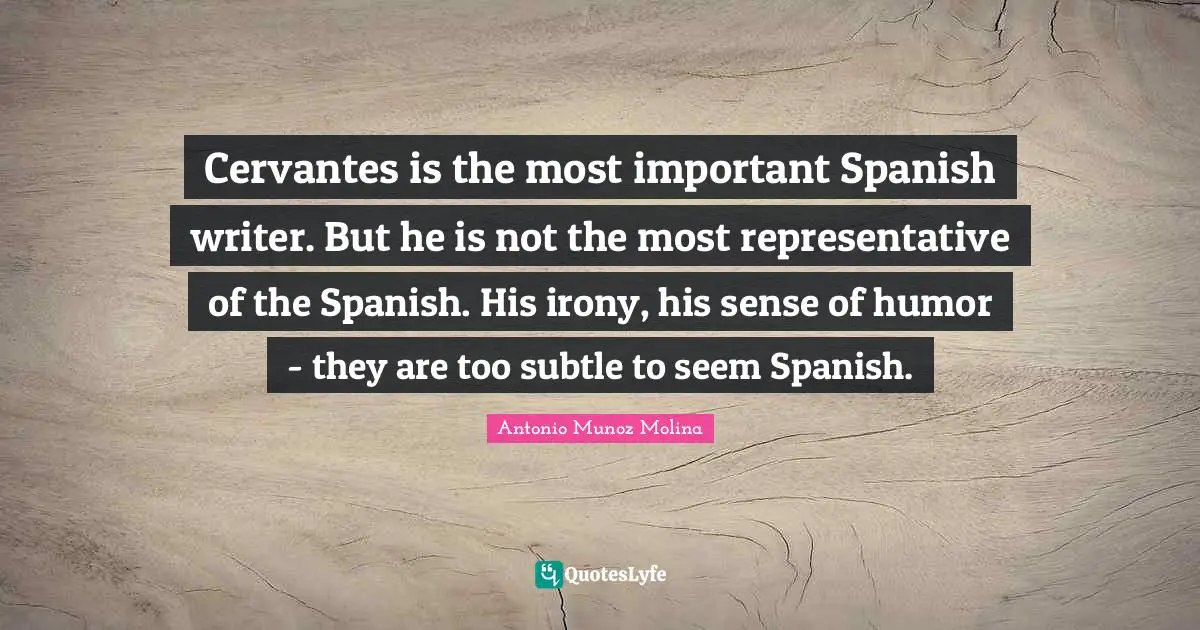 Cervantes is the most important Spanish writer. But he is not the most representative of the Spanish. His irony, his sense of humor - they are too subtle to seem Spanish.