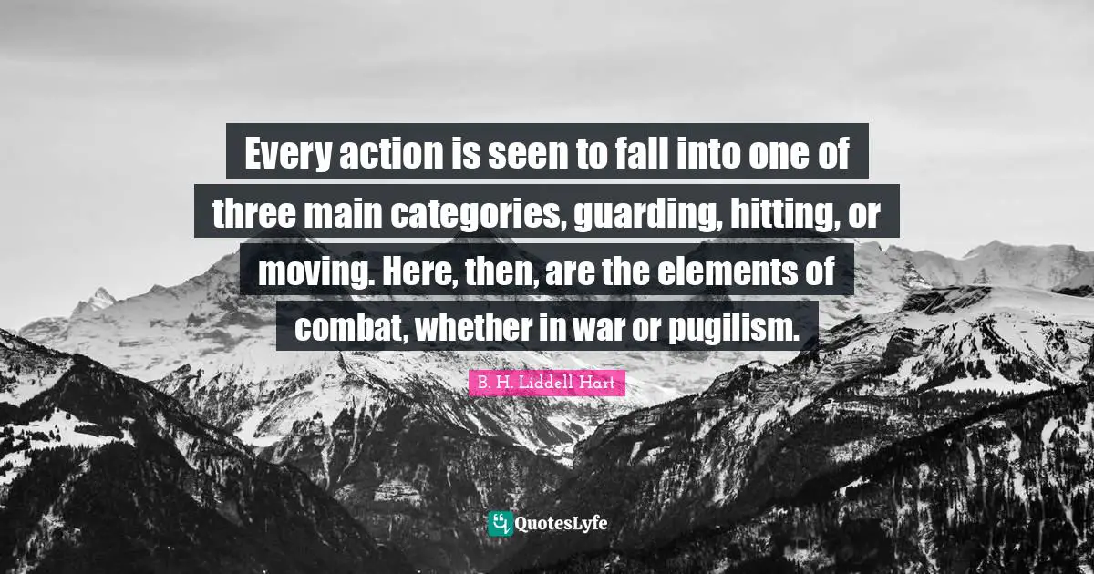 Every action is seen to fall into one of three main categories, guarding, hitting, or moving. Here, then, are the elements of combat, whether in war or pugilism.