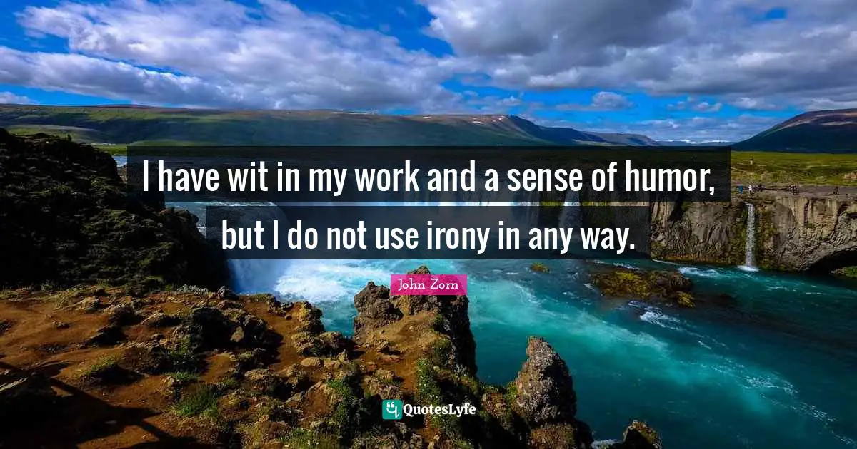 I have wit in my work and a sense of humor, but I do not use irony in any way.