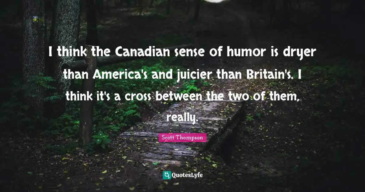 I think the Canadian sense of humor is dryer than America's and juicier than Britain's. I think it's a cross between the two of them, really.