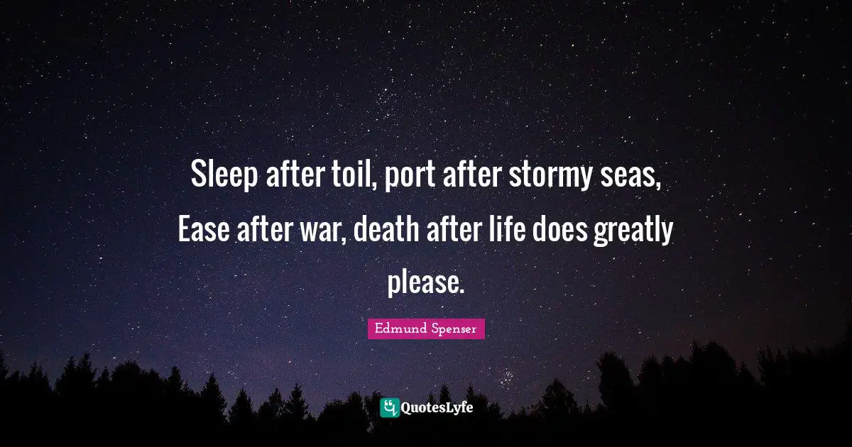 Sleep after toil, port after stormy seas, Ease after war, death after life does greatly please.