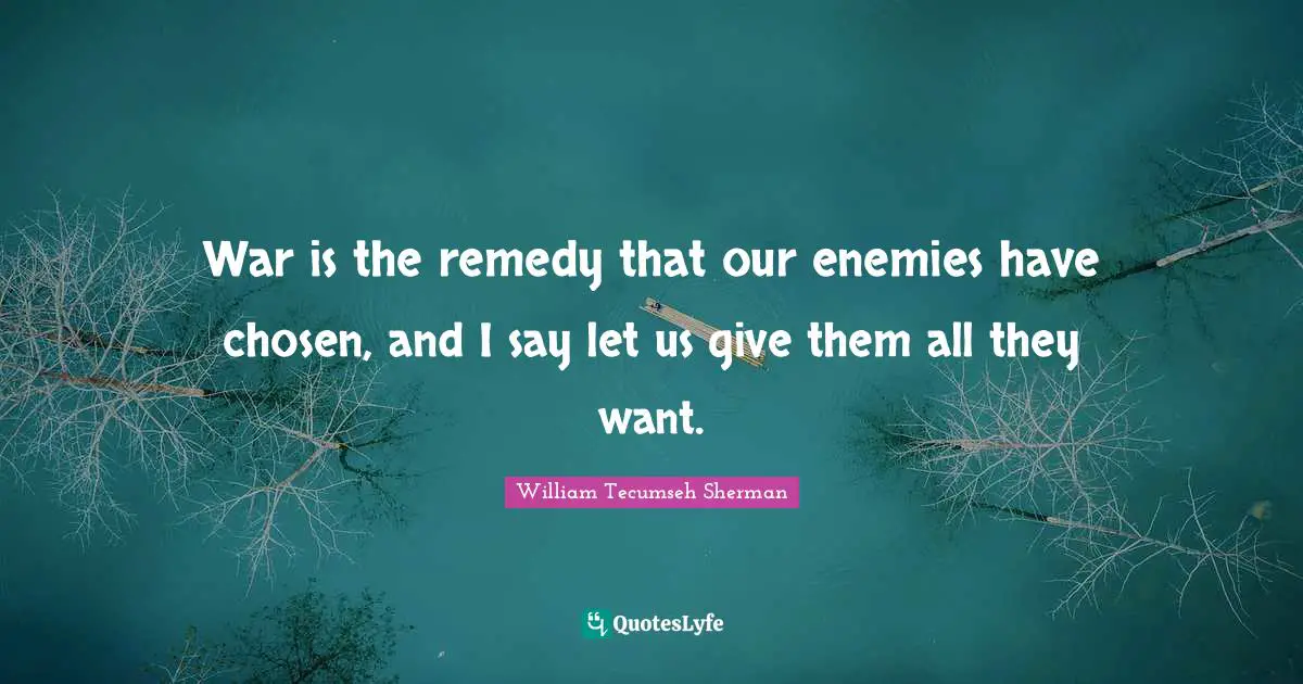 War is the remedy that our enemies have chosen, and I say let us give them all they want.