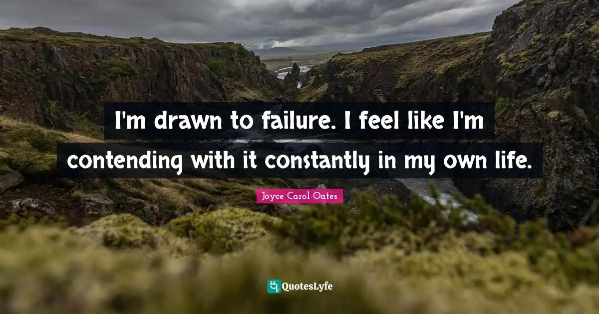 I'm drawn to failure. I feel like I'm contending with it constantly in my own life.