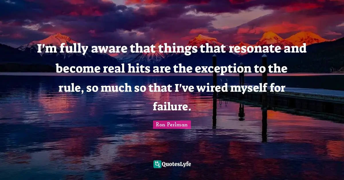 I'm fully aware that things that resonate and become real hits are the exception to the rule, so much so that I've wired myself for failure.