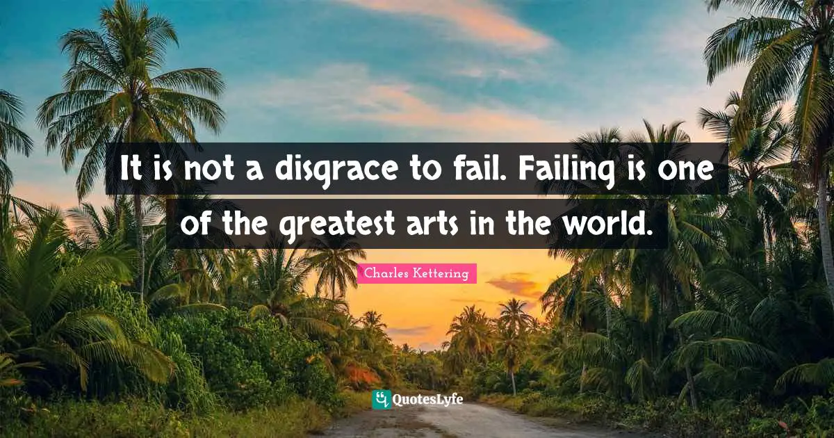 It is not a disgrace to fail. Failing is one of the greatest arts in the world.