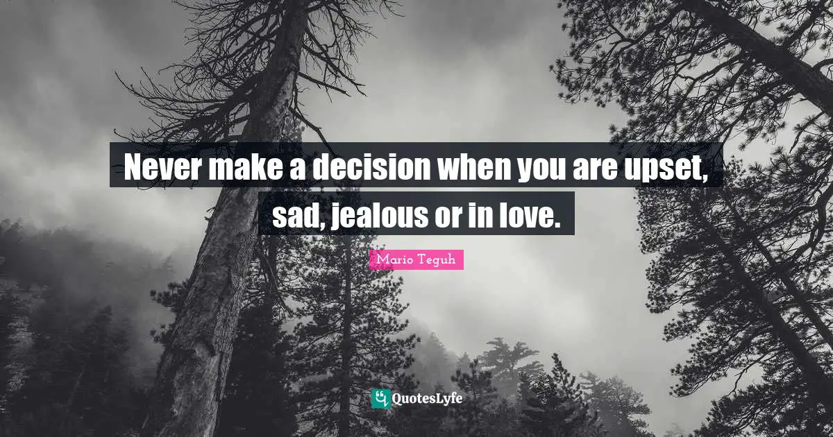 Never make a decision when you are upset, sad, jealous or in love.