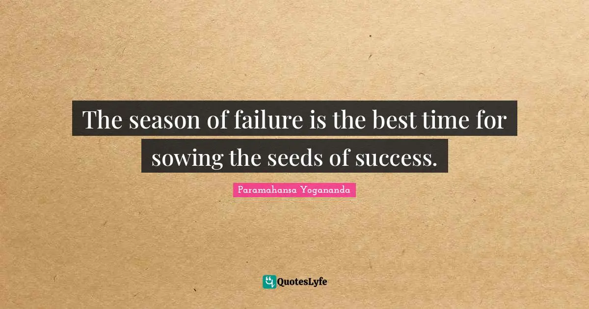 The season of failure is the best time for sowing the seeds of success.