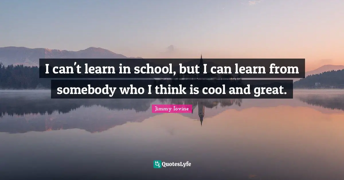 I can't learn in school, but I can learn from somebody who I think is cool and great.