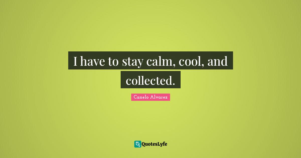 I have to stay calm, cool, and collected.
