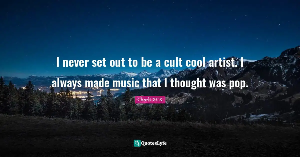 I never set out to be a cult cool artist. I always made music that I thought was pop.