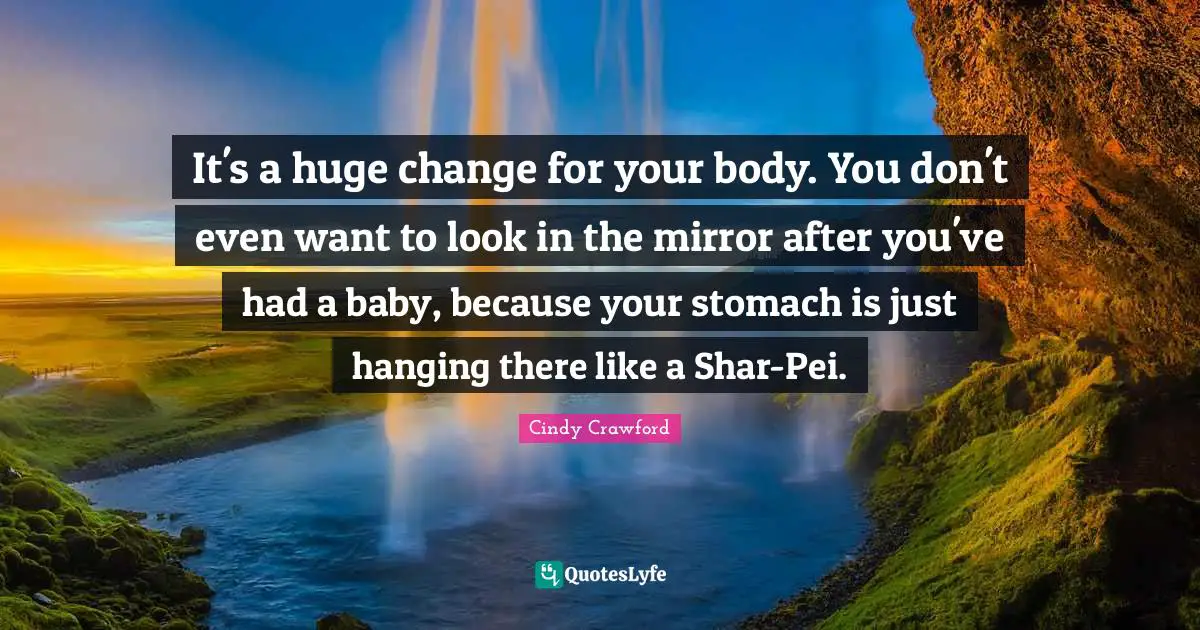 It's a huge change for your body. You don't even want to look in the mirror after you've had a baby, because your stomach is just hanging there like a Shar-Pei.