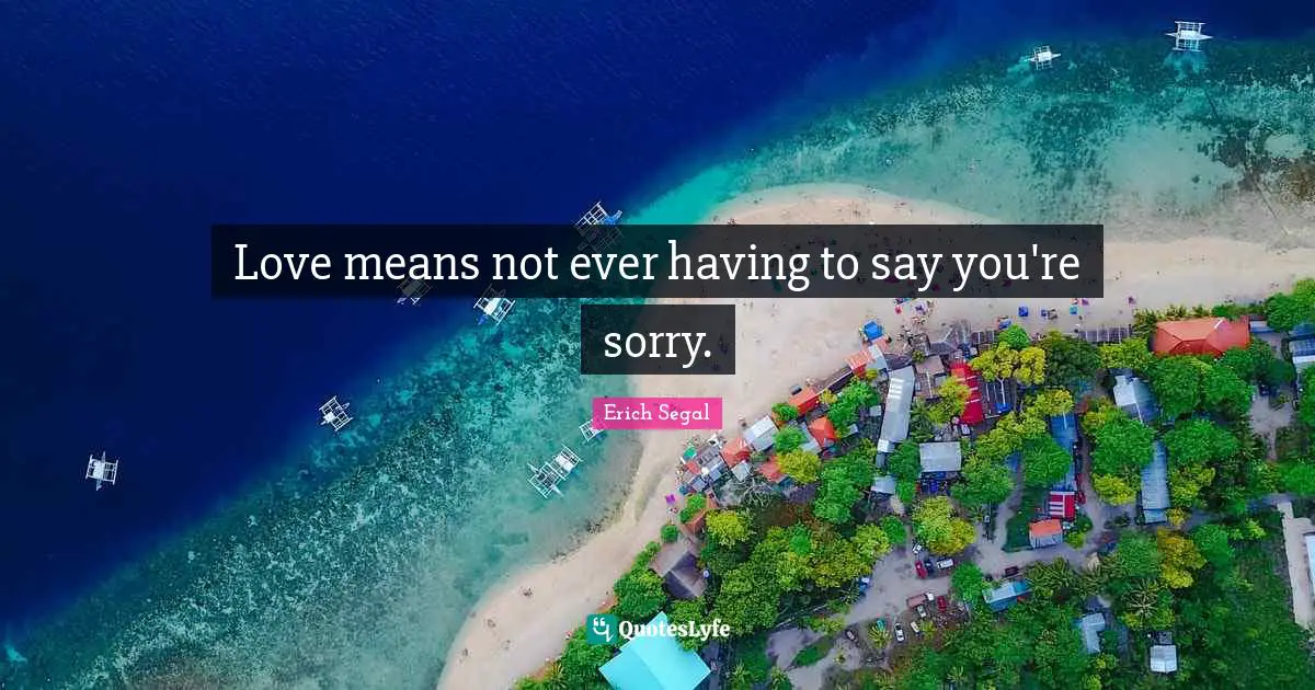Love means not ever having to say you're sorry.