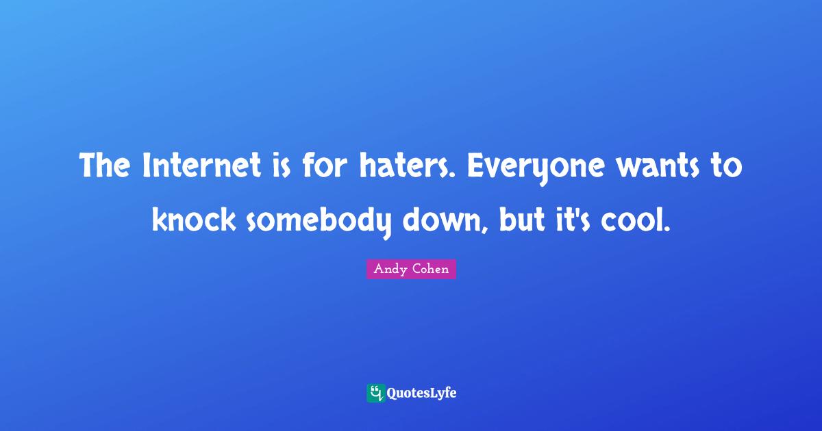 Andy Cohen Quotes: "The Internet is for haters. Everyone wants to knock somebody down, but it's cool."