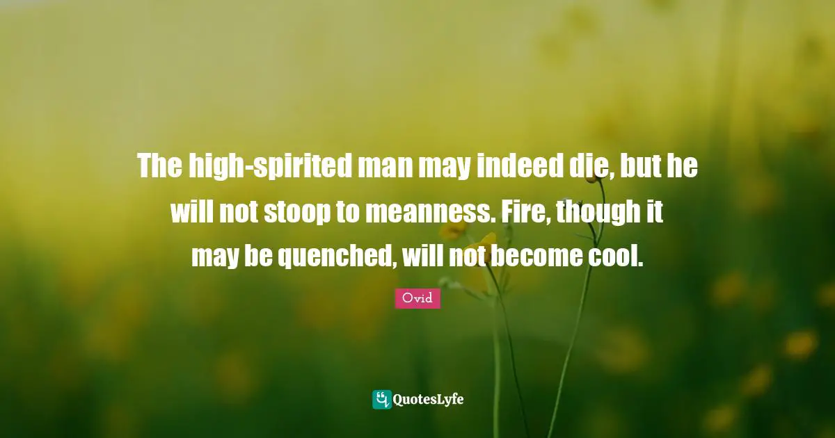 The high-spirited man may indeed die, but he will not stoop to meanness. Fire, though it may be quenched, will not become cool.
