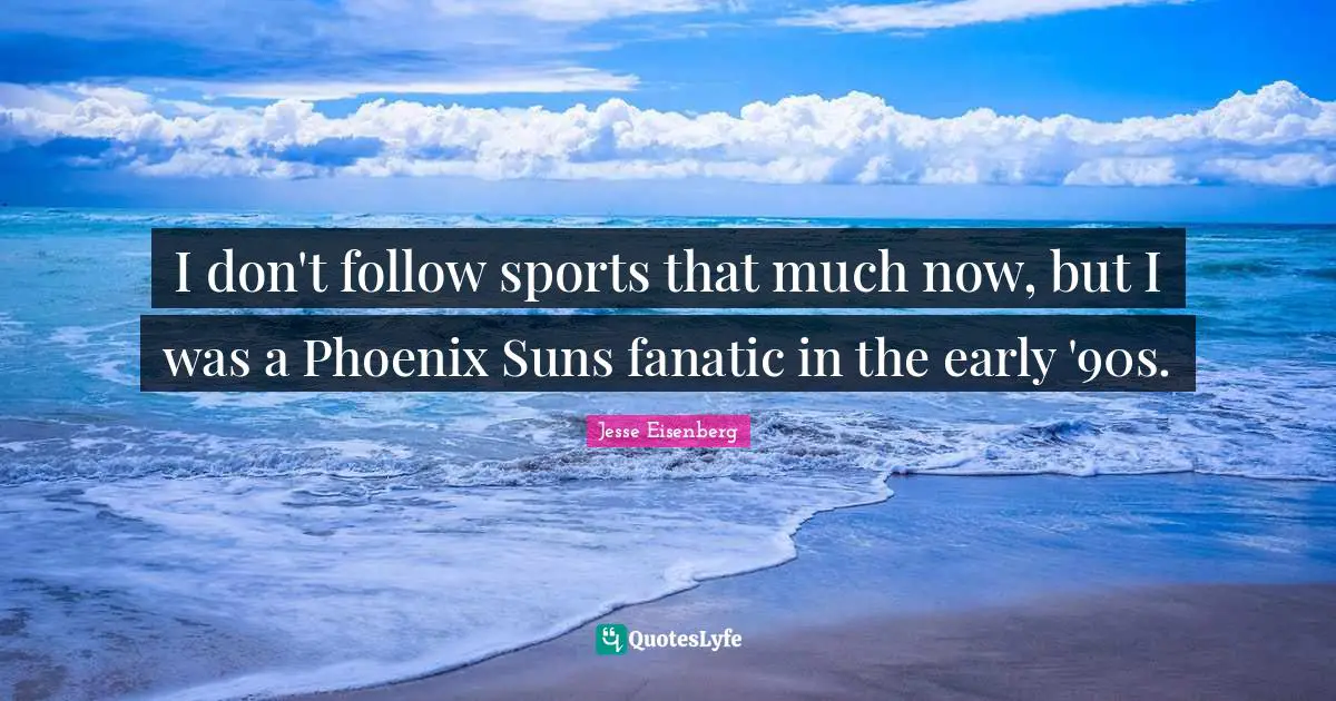 I don't follow sports that much now, but I was a Phoenix Suns fanatic in the early '90s.
