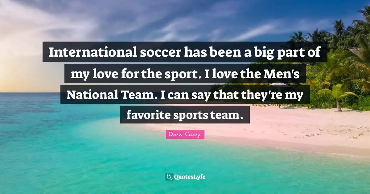 International soccer has been a big part of my love for the sport. I love the Men's National Team. I can say that they're my favorite sports team.