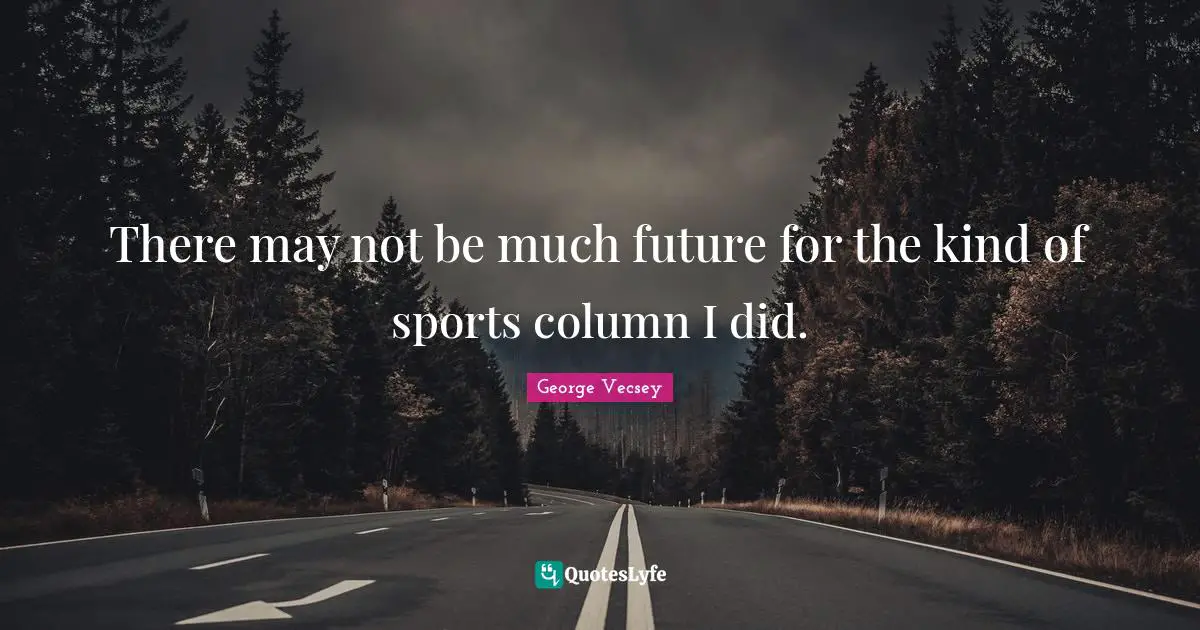 There may not be much future for the kind of sports column I did.