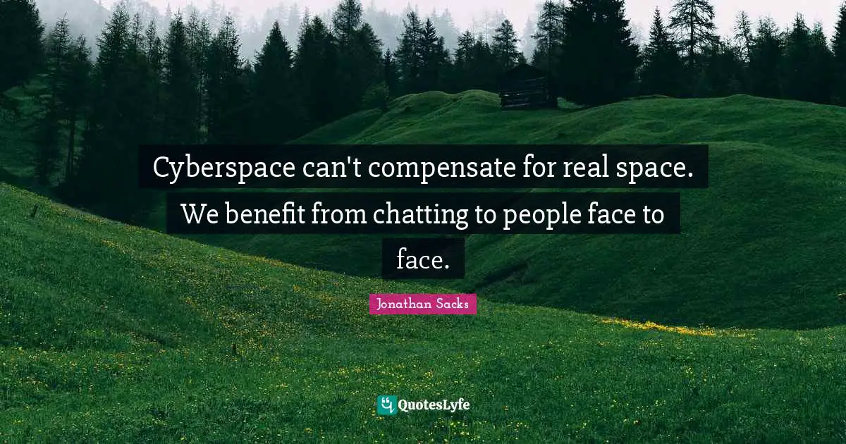 Cyberspace can't compensate for real space. We benefit from chatting to people face to face.