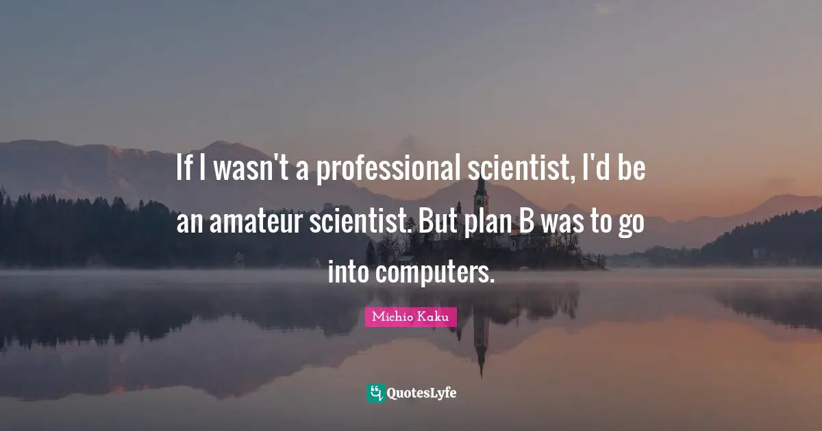 If I wasn't a professional scientist, I'd be an amateur scientist. But plan B was to go into computers.
