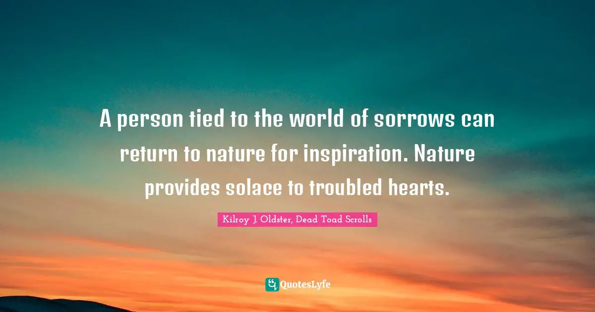 A person tied to the world of sorrows can return to nature for inspiration. Nature provides solace to troubled hearts.