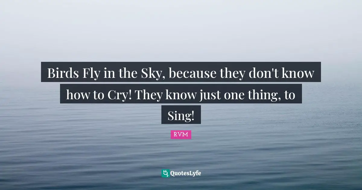 Birds Fly in the Sky, because they don't know how to Cry! They know just one thing, to Sing!