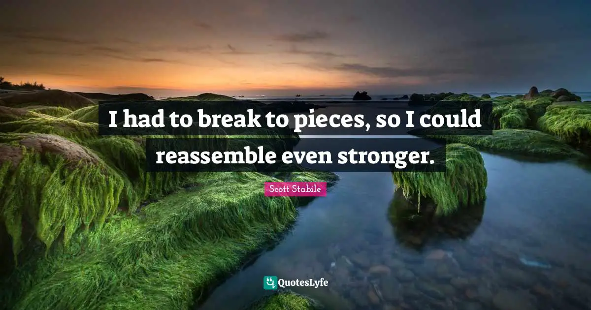 I had to break to pieces, so I could reassemble even stronger.