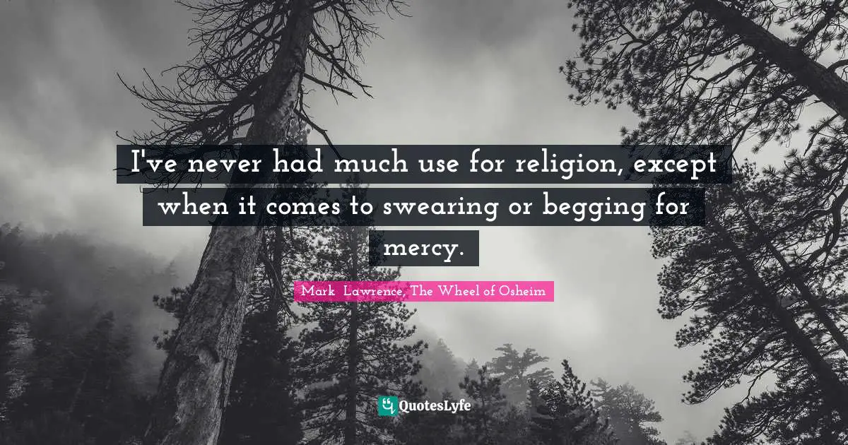 I've never had much use for religion, except when it comes to swearing or begging for mercy.