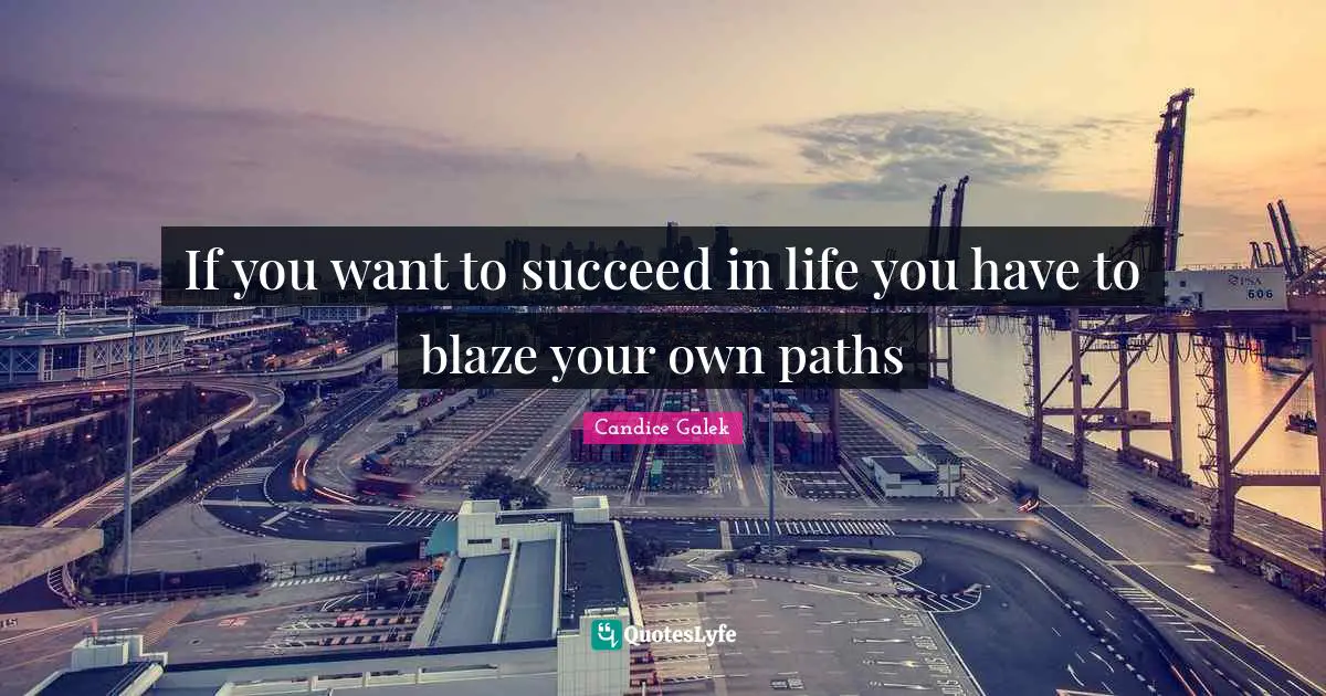 If you want to succeed in life you have to blaze your own paths