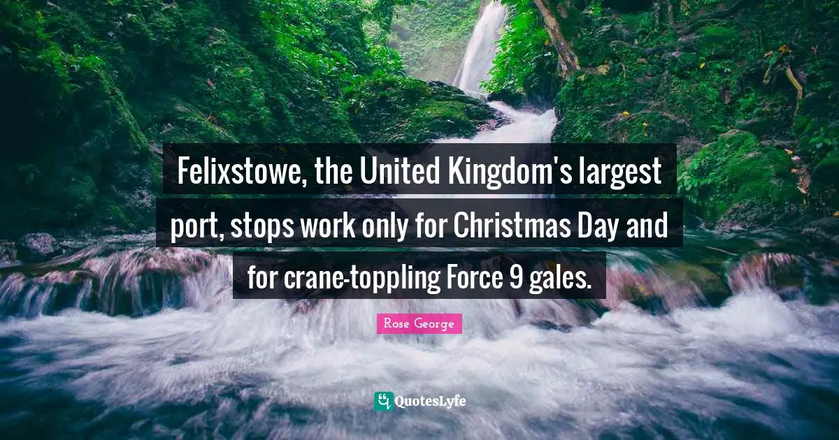 Felixstowe, the United Kingdom's largest port, stops work only for Christmas Day and for crane-toppling Force 9 gales.