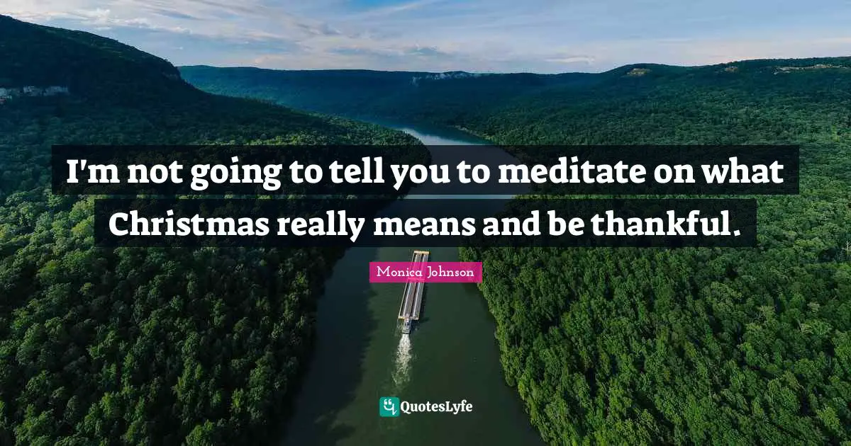 I'm not going to tell you to meditate on what Christmas really means and be thankful.