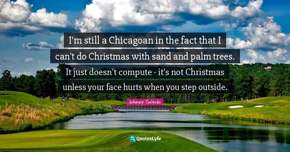 I'm still a Chicagoan in the fact that I can't do Christmas with sand and palm trees. It just doesn't compute - it's not Christmas unless your face hurts when you step outside.