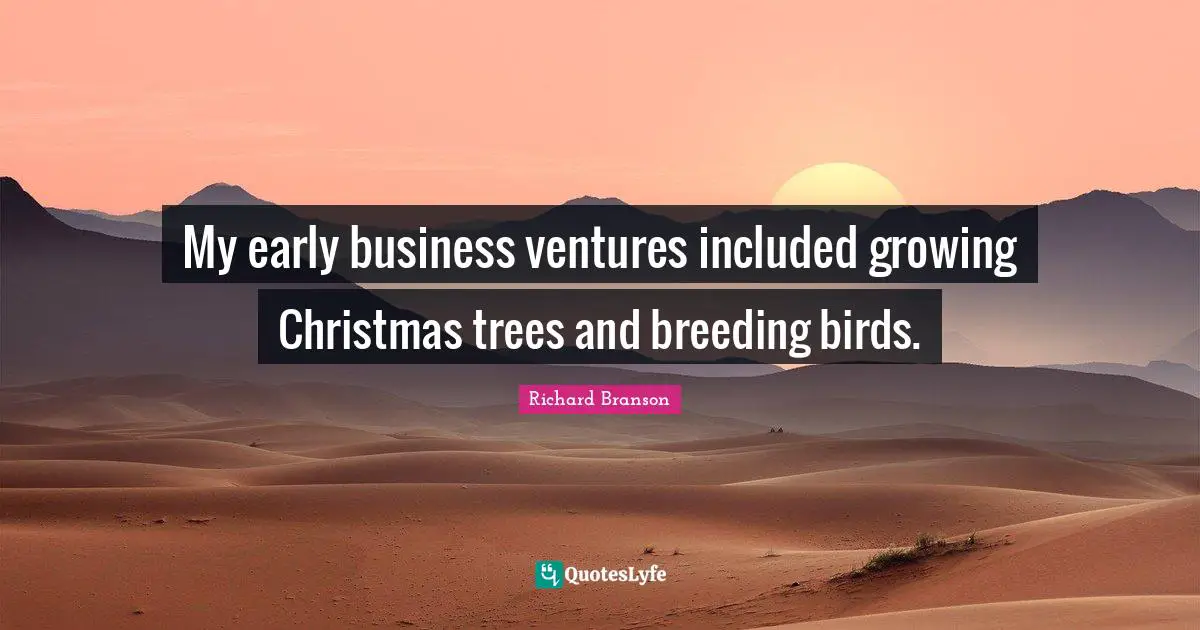 My early business ventures included growing Christmas trees and breeding birds.