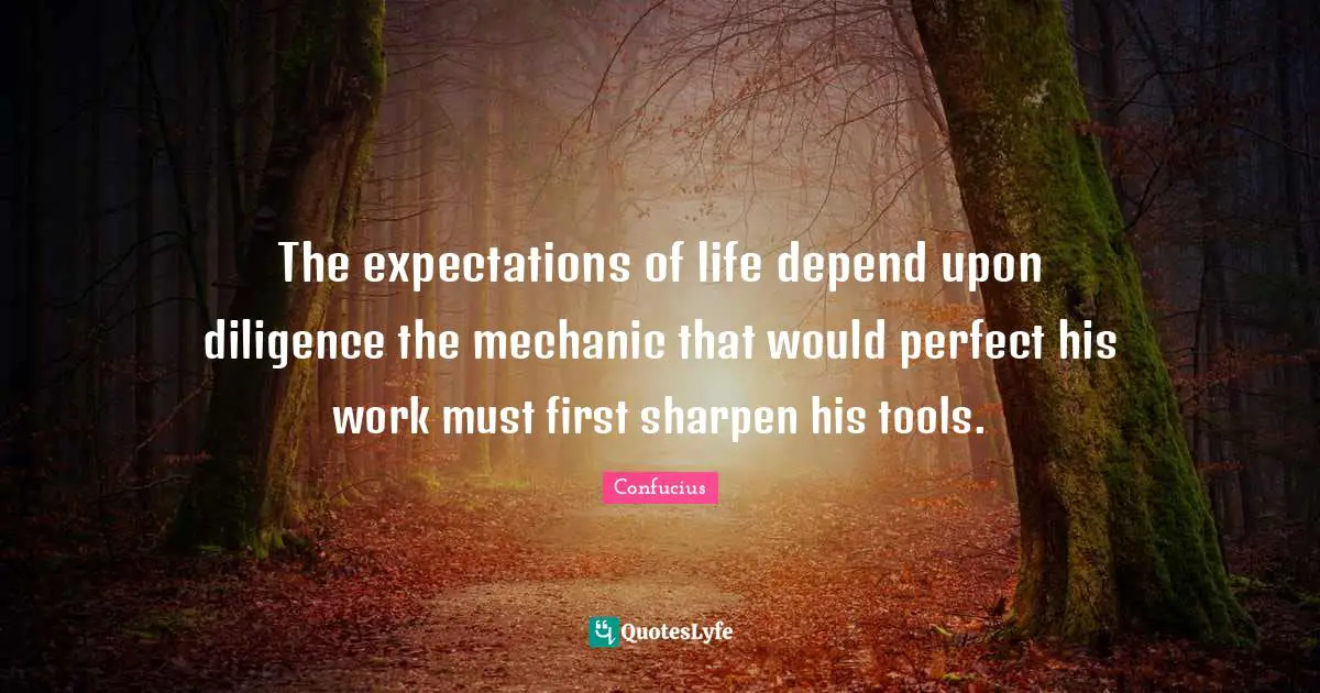 The expectations of life depend upon diligence the mechanic that would perfect his work must first sharpen his tools.