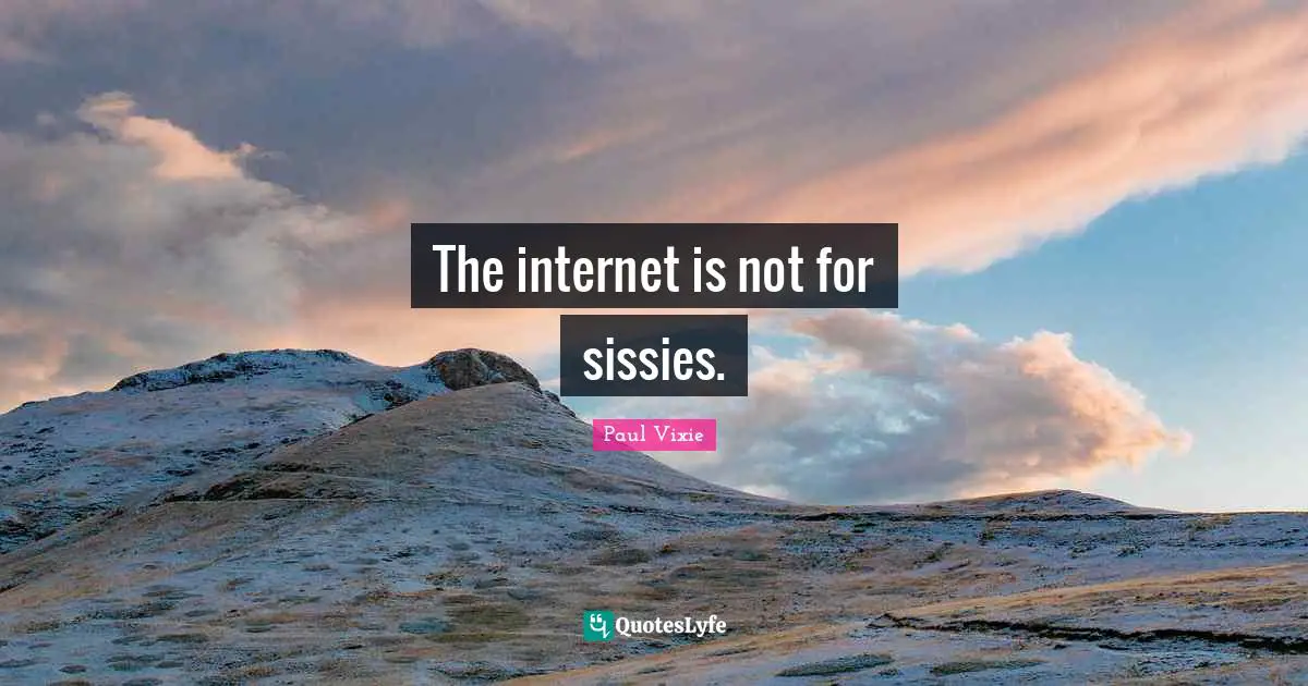 The internet is not for sissies.