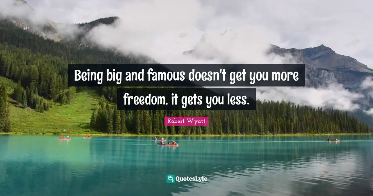 Being big and famous doesn't get you more freedom, it gets you less.