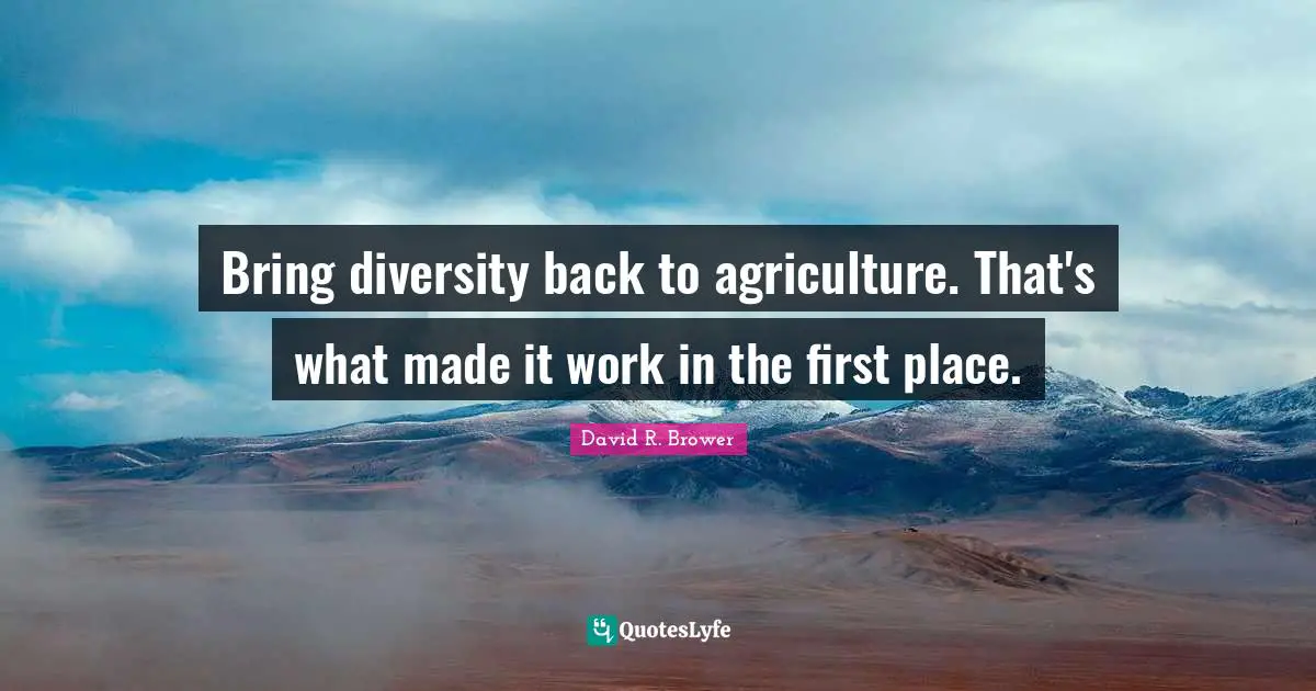 Bring diversity back to agriculture. That's what made it work in the first place.