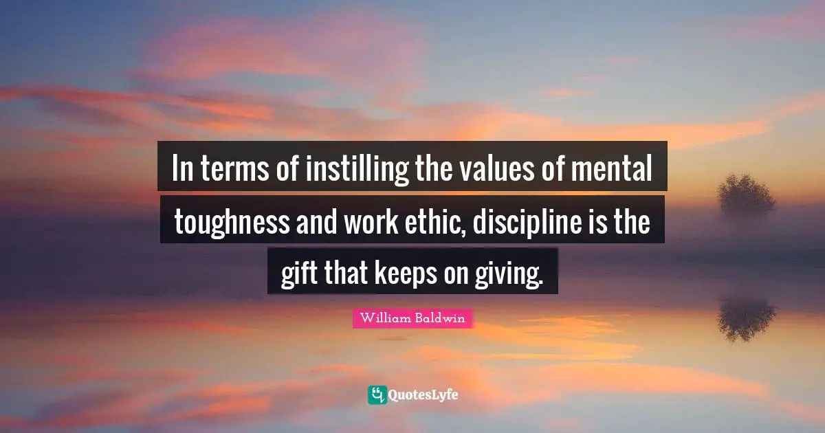 Work Ethic Quotes: "In terms of instilling the values of mental toughness and work ethic, discipline is the gift that keeps on giving."