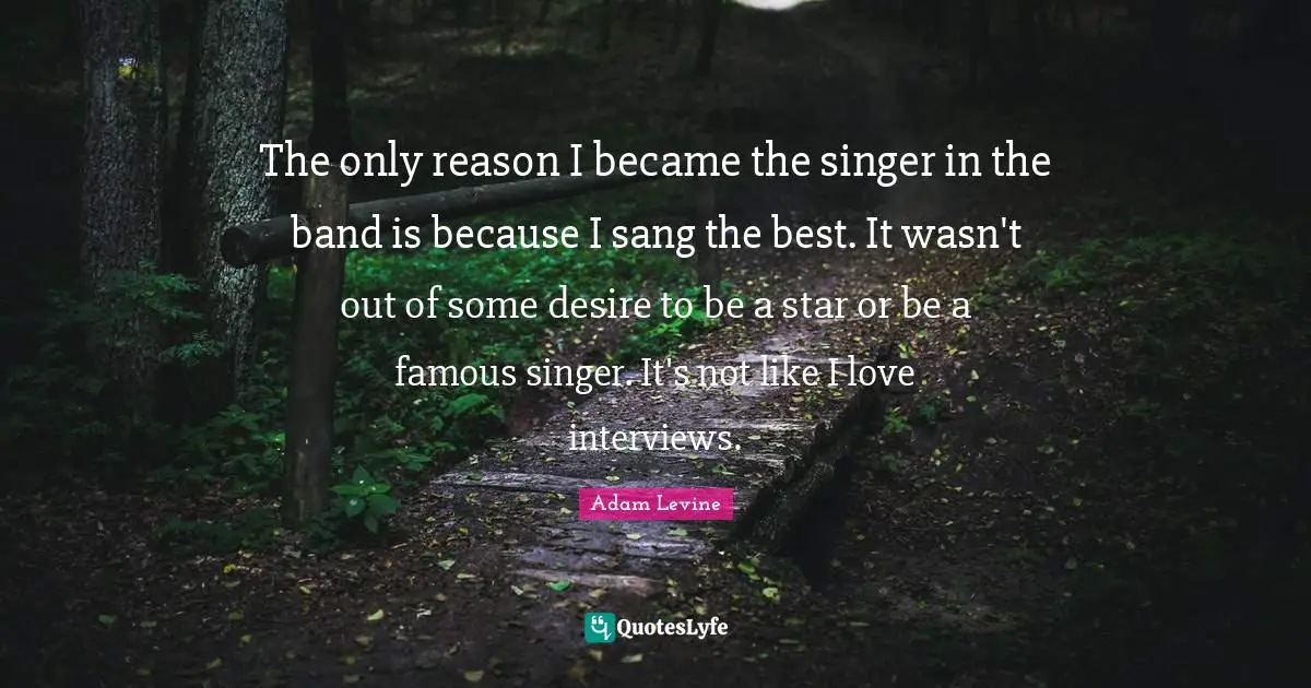 The only reason I became the singer in the band is because I sang the best. It wasn't out of some desire to be a star or be a famous singer. It's not like I love interviews.