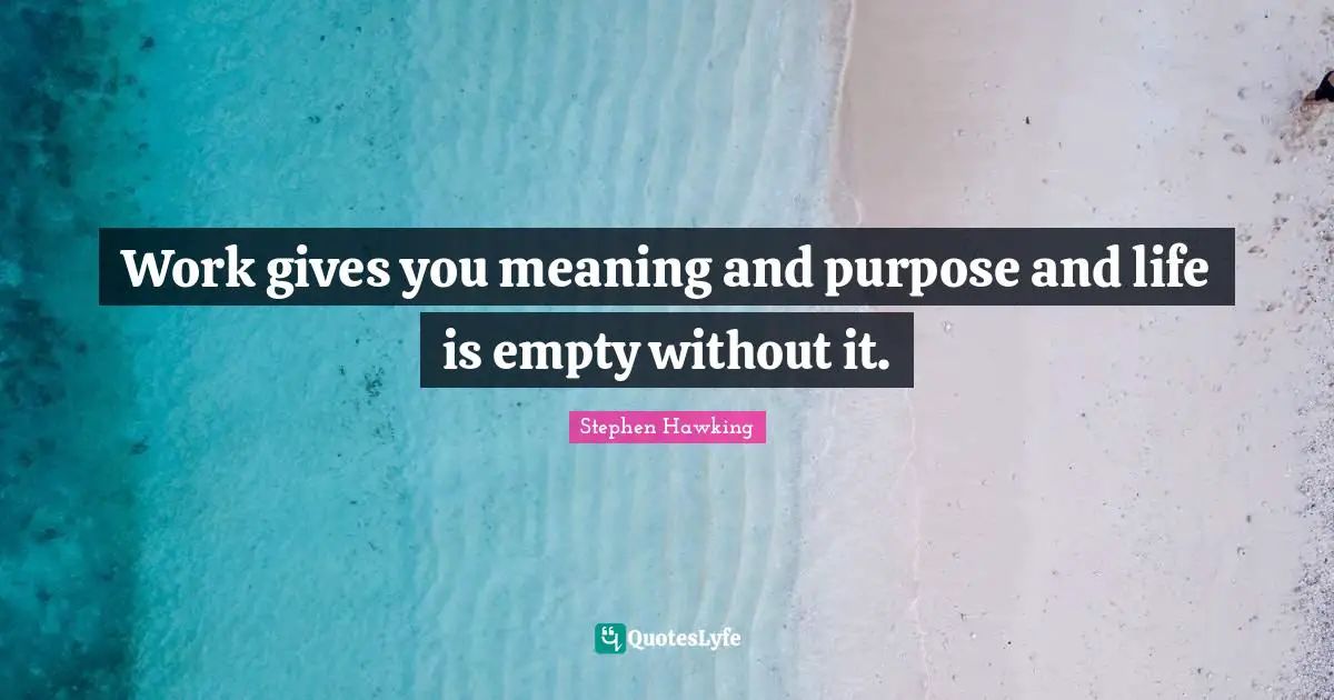 Stephen Hawking Quotes: Work gives you meaning and purpose and life is empty without it.