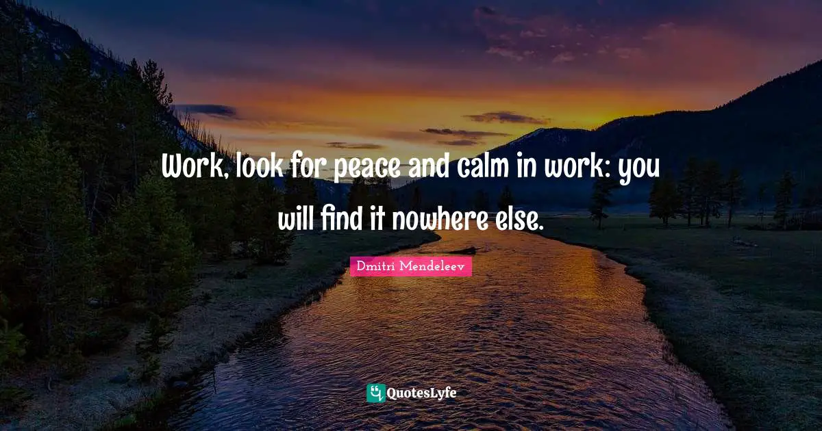 Work, look for peace and calm in work: you will find it nowhere else.