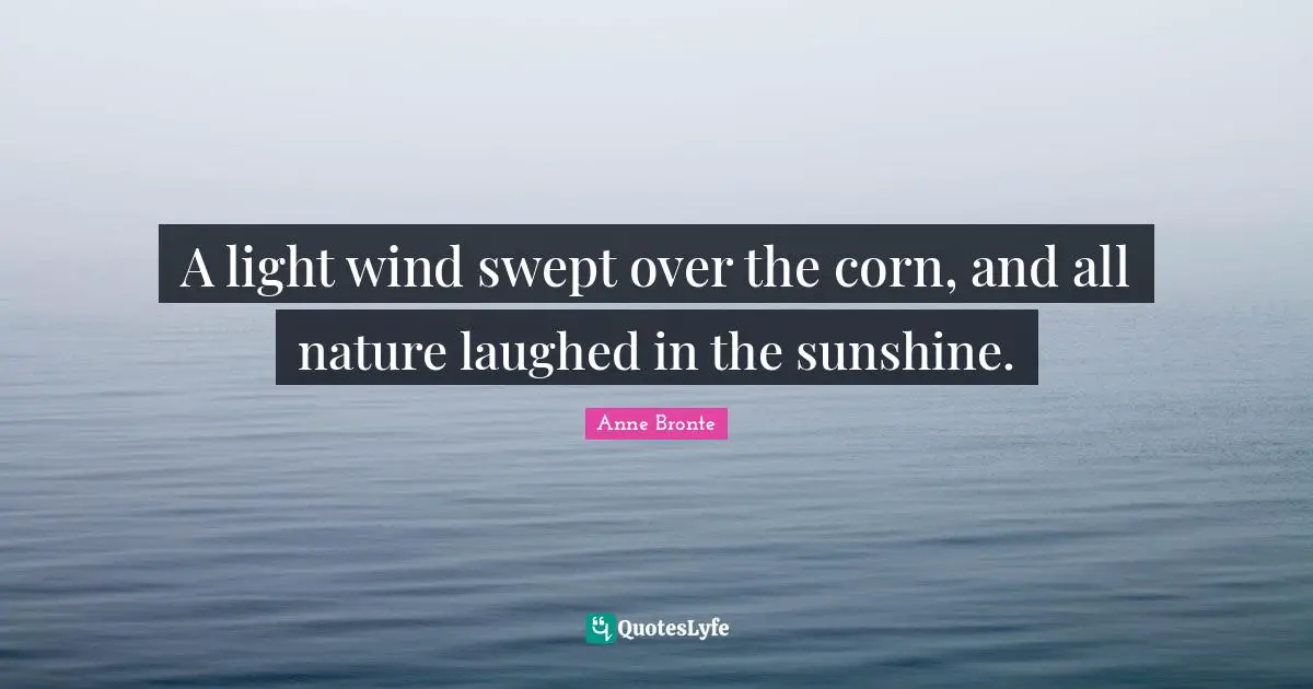 Anne Bronte Quotes: "A light wind swept over the corn, and all nature laughed in the sunshine."
